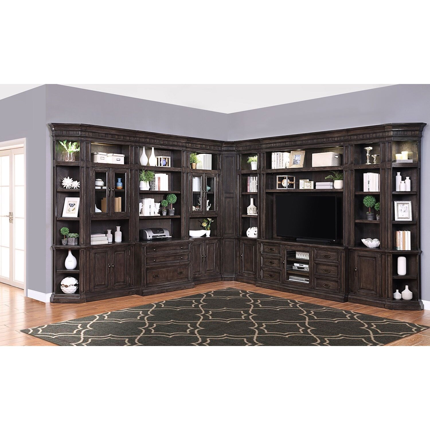 Tv library wall top unit